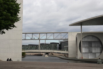 Fototapeta na wymiar Modern buildings with bridge