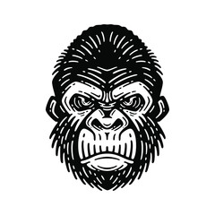 gorilla head illustration, isolated image, on a white background
