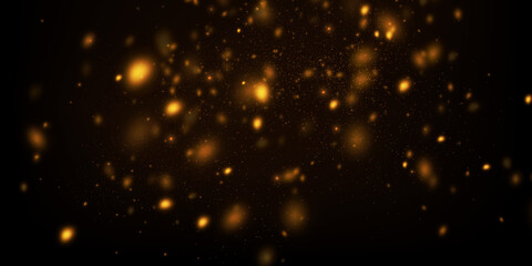 Obraz premium Abstract vector background with golden particles explosion. Glowing bokeh lights, defocused glitters.