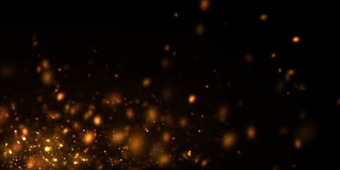 Fototapeta premium Abstract vector background with golden particles explosion. Glowing bokeh lights, defocused glitters.