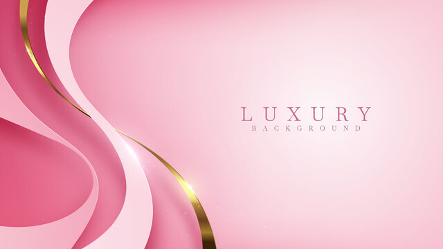 Luxury background with golden lines on pink shades in 3d abstract style , illustration from modern template deluxe design vector.