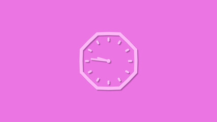 Beautiful pink counting down 12 hours clock icon,Clock isolated