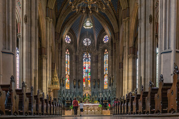 Fototapeta na wymiar Inside view of Zagreb Cathedral in Zagreb, the capital of Croatia.