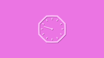 Beautiful pink counting down 12 hours clock icon,Clock isolated