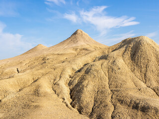 badlands of romania, vulcanii noroisi reserve near berca, buzau county, mud vulcanoes landscape