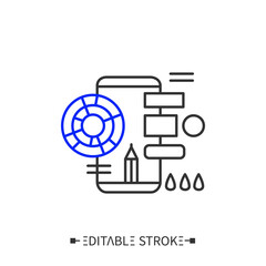 Graphic app design line icon. Interface or UI design. Unique, creative app style. Visual app skin. Mobile app development and production concept. Isolated vector illustration. Editable stroke 