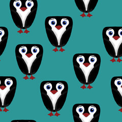 seamless pattern with cute penguins on a background