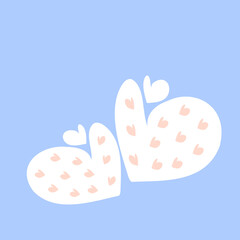 White strawberry in the shape of a heart with seeds from pink hearts on a blue background