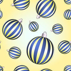 Seamless Pattern with Colorful Christmas Balls. Set Christmas decorations.