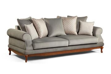 Fototapeta premium Modern comfortable furniture on white background . corner view