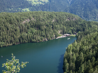 Obraz premium View of Piburger See (Lake Piburg) near Oetz, Tyrol, Austria