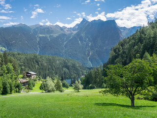 View of Piburger See (Lake Piburg) near Oetz, Tyrol, Austria