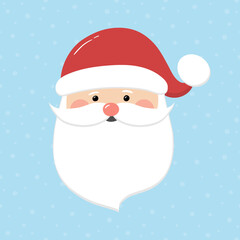 Santa Claus head. Christmas card. Vector