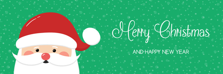 Christmas banner with happy Santa Claus. Vector