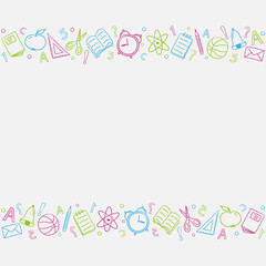 School background with hand drawn icons. Vector