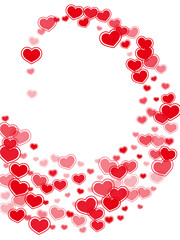 Cute red hearts falling valentine background. Elegant invitation card backdrop. 