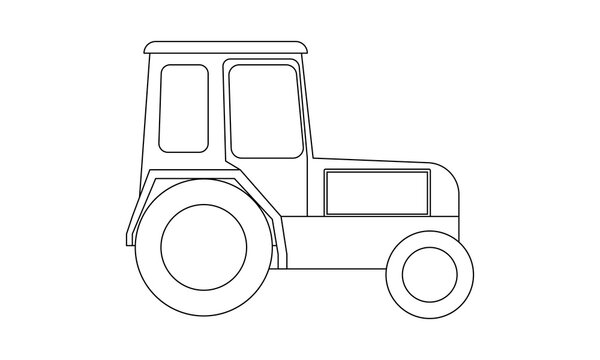 Tractor outline isolated on white background. Coloring page.