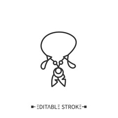 Necklace line icon in boho style. Outline drawing. Handmade ethnic accessory Protective tribal amulet. Indian magic, shamanism. Hippie style. Isolated vector illustrations. Editable stroke