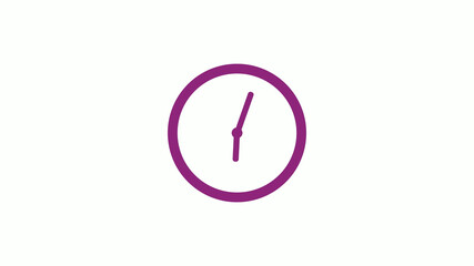 New pink dark circle 12 hours clock isolated without trick,clock icon