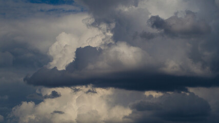 Cumulus en phase de développement, dont la base s'obscurcit au fur et à mesure qu'il grossit