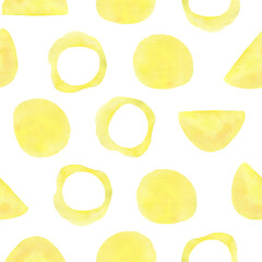 Abstracts is a collection of hand-drawn watercolor seamless patterns with abstract shapes,  lines, dots, and strokes illustrations.