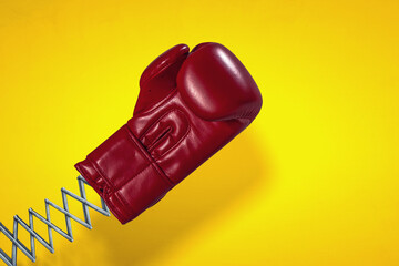 Red boxing glove. . Mixed media