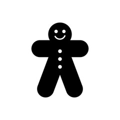 Black Gingerbread cookie man isolated on white background