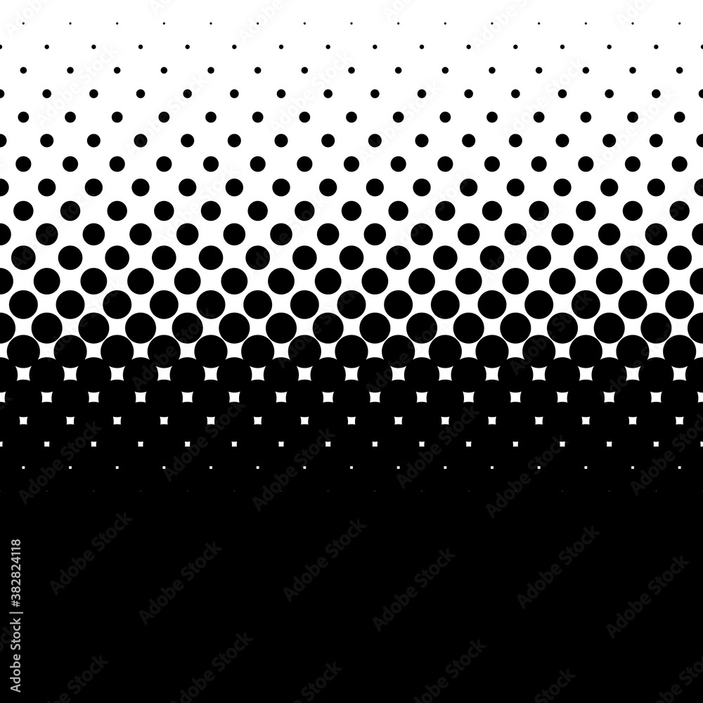 Poster Linear, horizontal halftone vector pattern, texture. Circles, dots, screentone illustration. Freckle, stipple-stippling, speckles illustration. Pointillist vector art