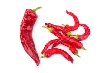 Fotobehang Red hot chili pepper isolated on white background. Close-up © Olga