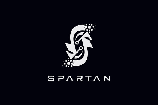 letter S logo and Spartan technology logo vector