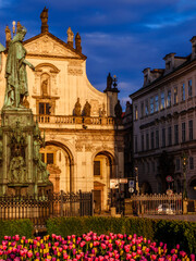 Obraz premium Statue of Charles IV on the Templar's Square in the Prague's Old Town