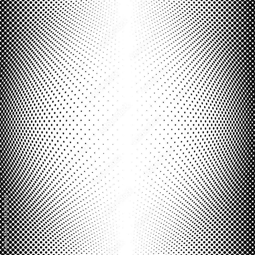 Aufkleber spherical distortion halftone dots element. orb, ball deform on bulge, bump speckles, polka-dots and