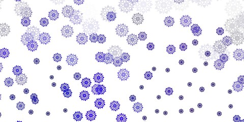 Fototapeta premium Light purple, pink vector template with ice snowflakes.
