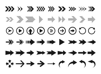 Arrows big black icon set. Collection of arrows for web design, interface, mobile applications. Arrow icon. Modern simple arrows.