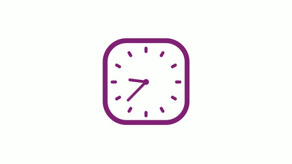 Amazing pink dark square clock isolated on white background,clock icon,12 hours clock icon