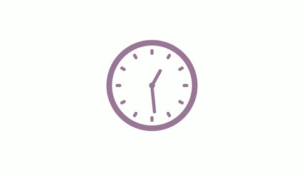 Pink gray circle 12 hours clock icon on white background,clock icon