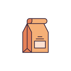 Fast food delivery paper bag vector icon symbol isolated on white background