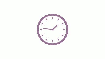 Pink gray circle 12 hours clock icon on white background,clock icon