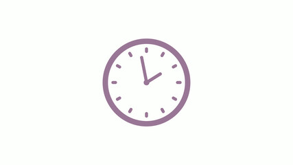 Pink gray circle 12 hours clock icon on white background,clock icon