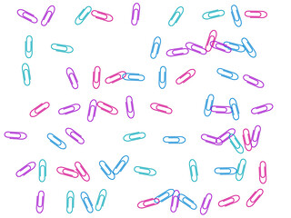 Stationary paperclips isolated on white background