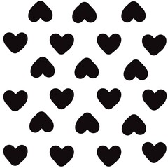 Black Silhouette Hearts Background Pattern, Vector, Illustration