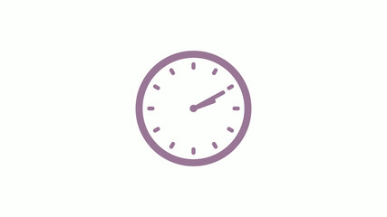 Pink gray circle 12 hours clock icon on white background,clock icon