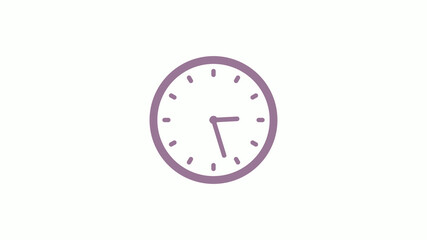 Pink gray circle 12 hours clock icon on white background,clock icon