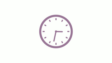 Pink gray circle 12 hours clock icon on white background,clock icon