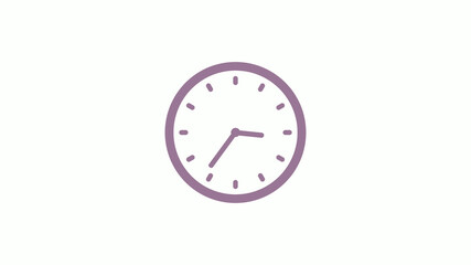 Pink gray circle 12 hours clock icon on white background,clock icon