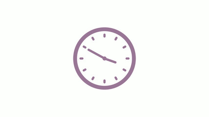 Pink gray circle 12 hours clock icon on white background,clock icon