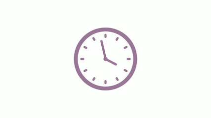 Pink gray circle 12 hours clock icon on white background,clock icon