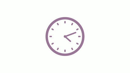 Pink gray circle 12 hours clock icon on white background,clock icon