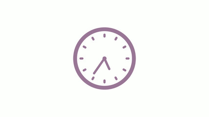 Pink gray circle 12 hours clock icon on white background,clock icon