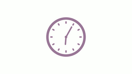 Pink gray circle 12 hours clock icon on white background,clock icon